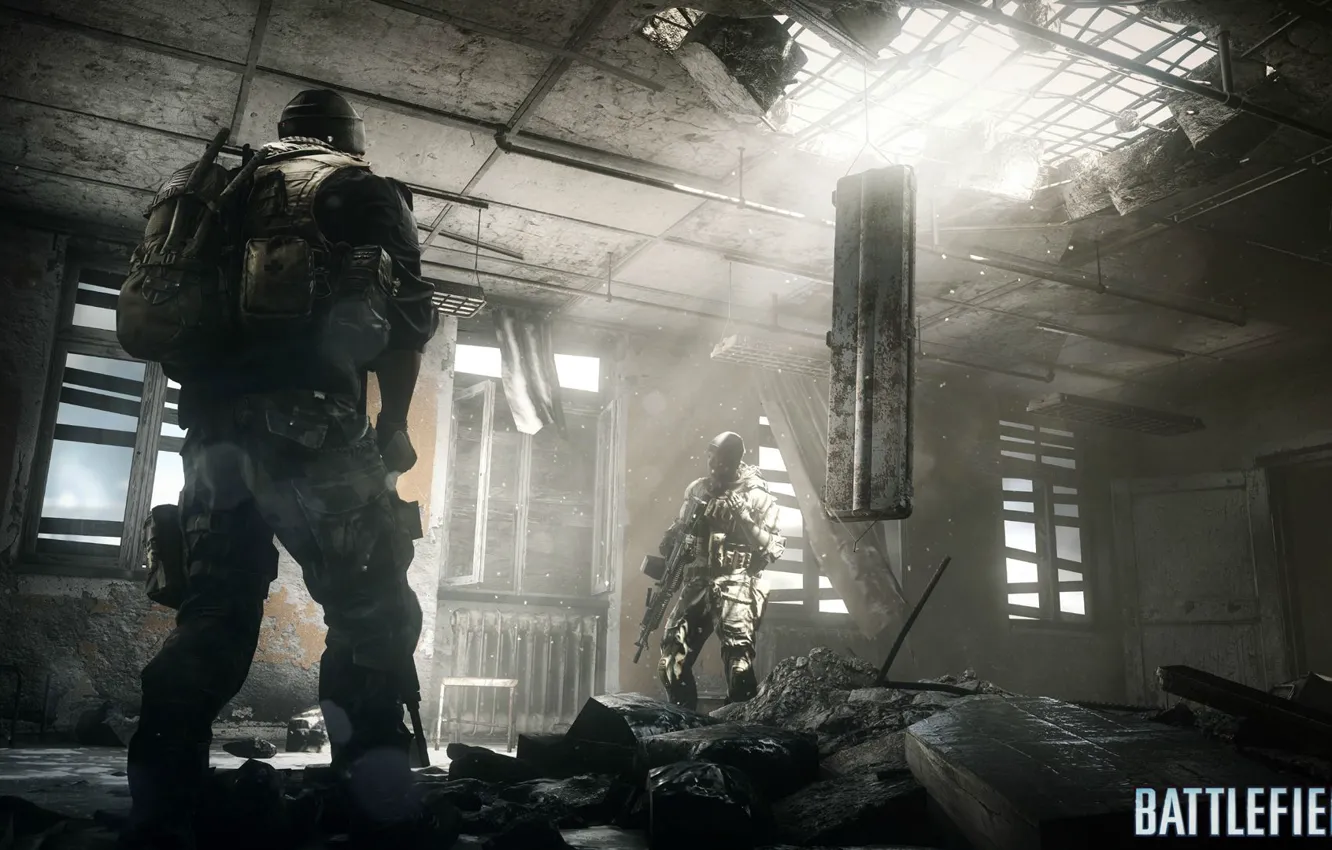 Photo wallpaper the sun, weapons, war, soldiers, BF4, Battlefield4