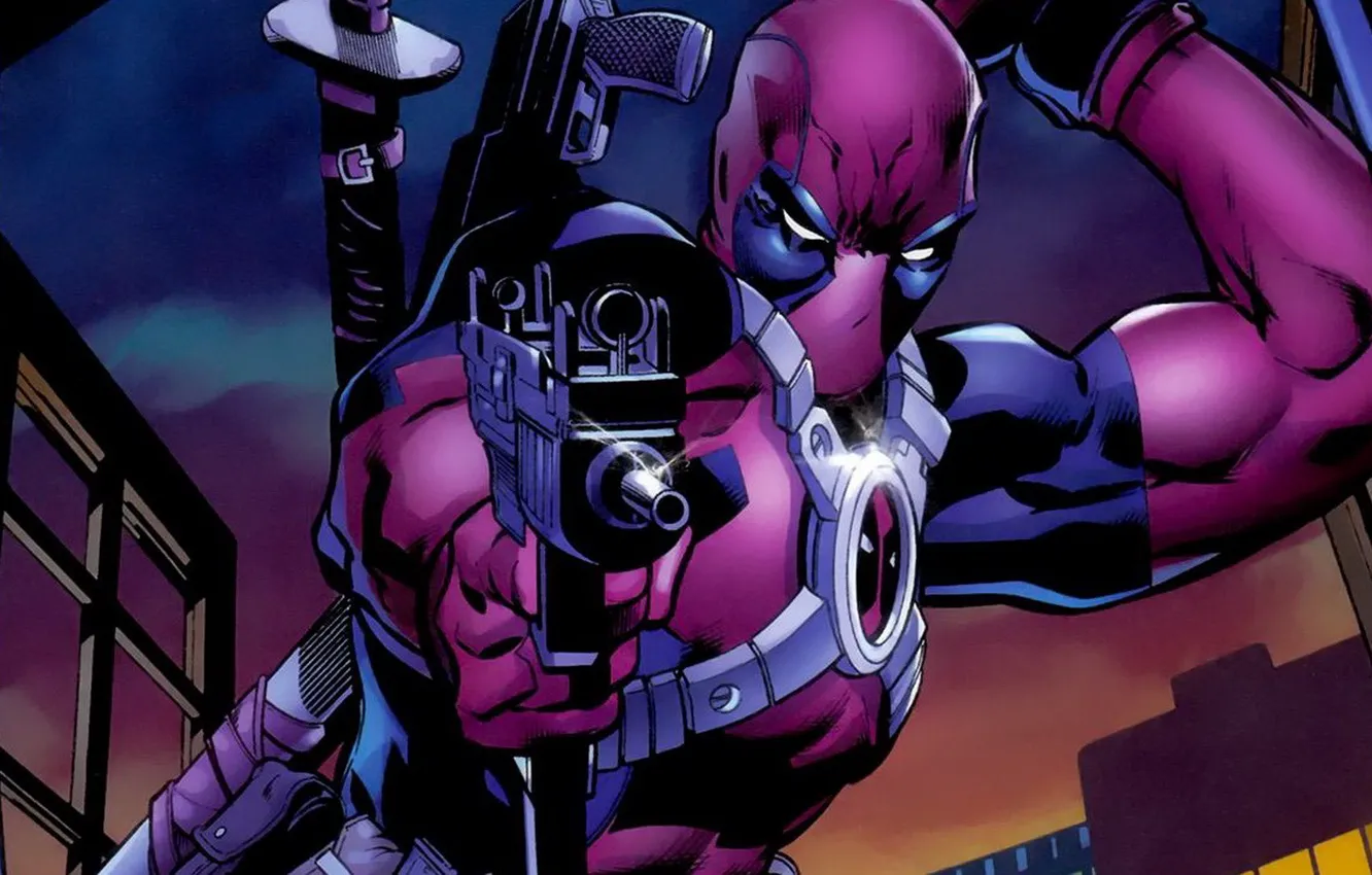 Photo wallpaper gun, katana, mask, Deadpool