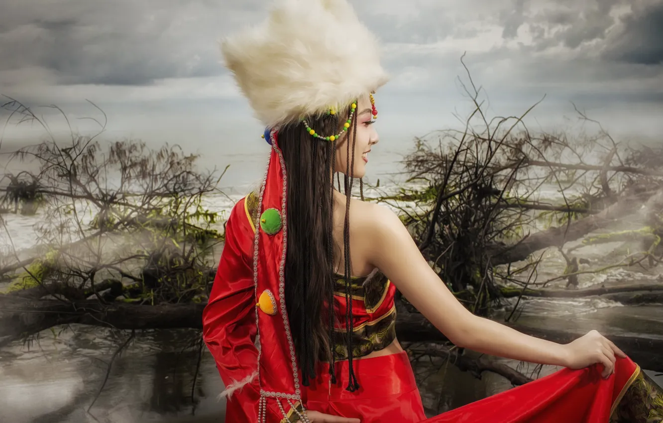 Photo wallpaper girl, pose, background