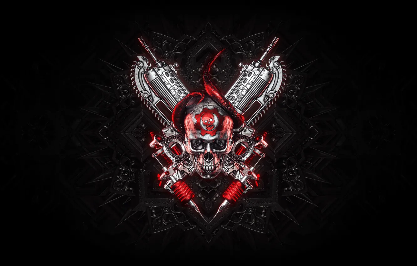 Photo wallpaper skull, logo, logo, logo, Gears of War, shooter, Video game