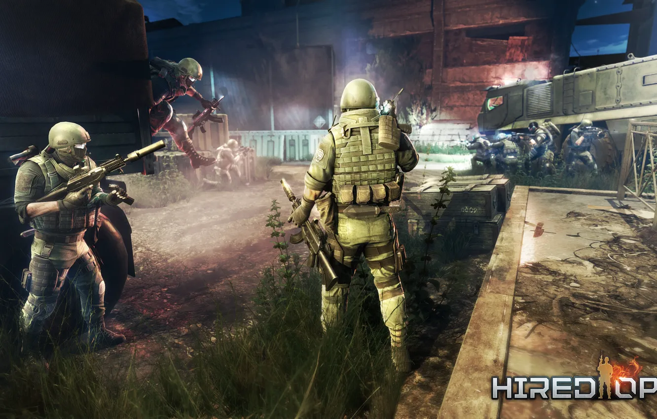 Photo wallpaper weapons, bear, night, Hired Ops, Absolutely soft, ACE-31