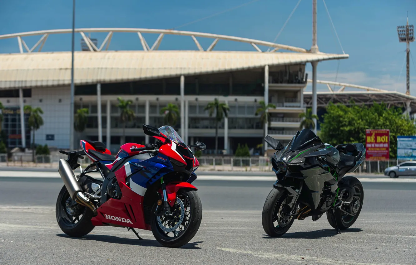 Photo wallpaper honda, kawasaki, fireblade, cbr1000rr-r, ninja h2r