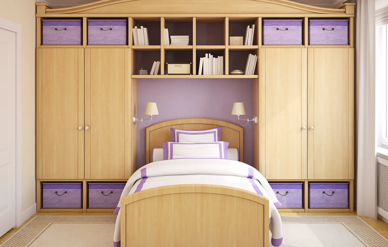 Photo wallpaper design, furniture, bed, interior, bedroom, decoration, children's room