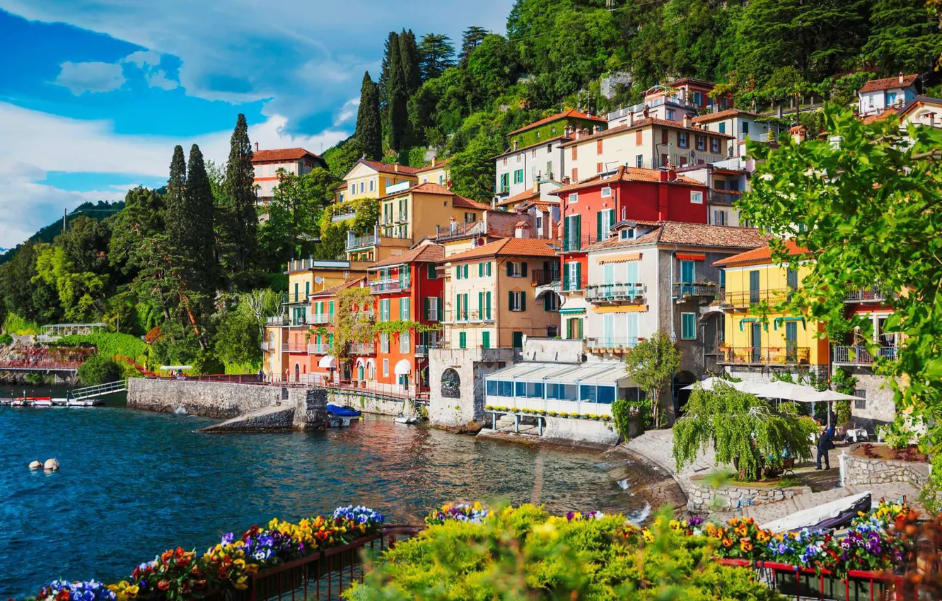 Photo wallpaper lake, home, Italy, resort, Como