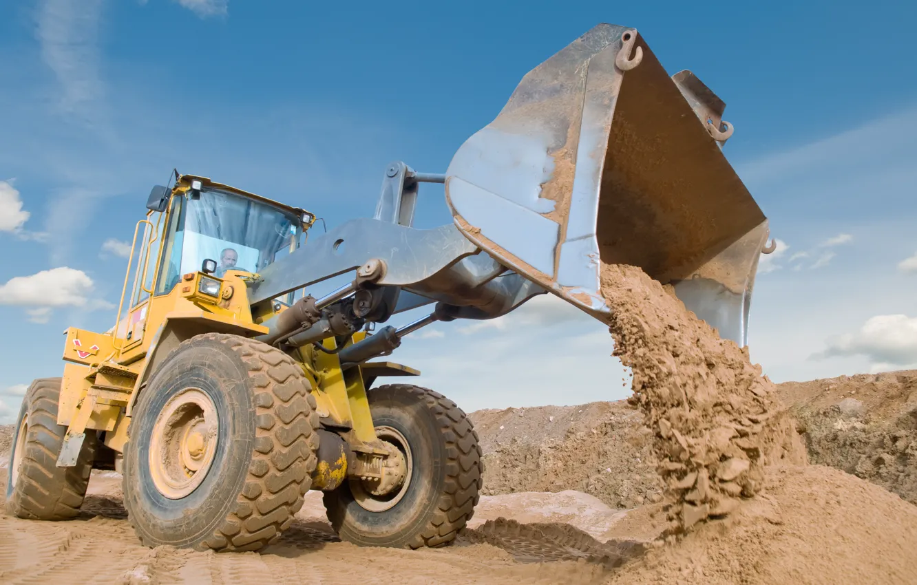 Photo wallpaper yellow, land, vehicle, loader