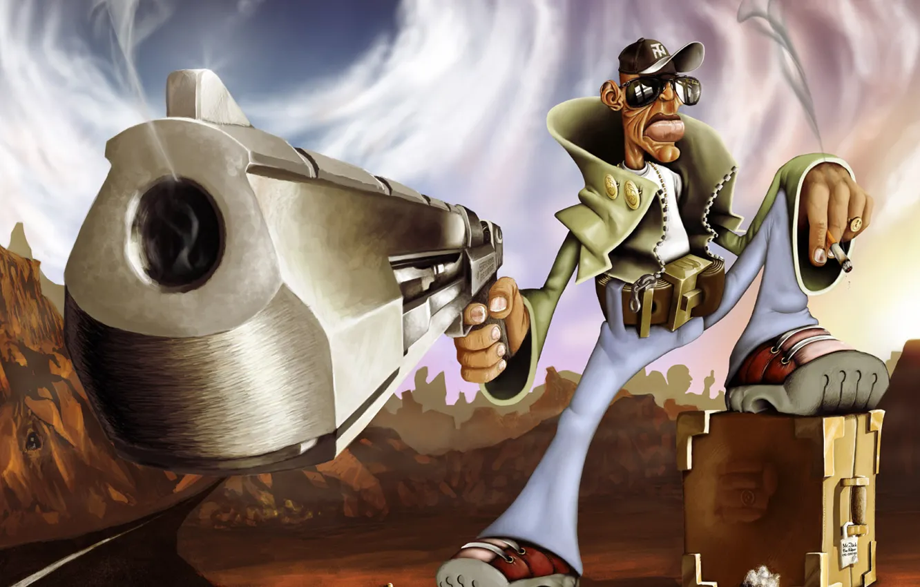 Photo wallpaper gun, weapons, cigarette, male, sleeve