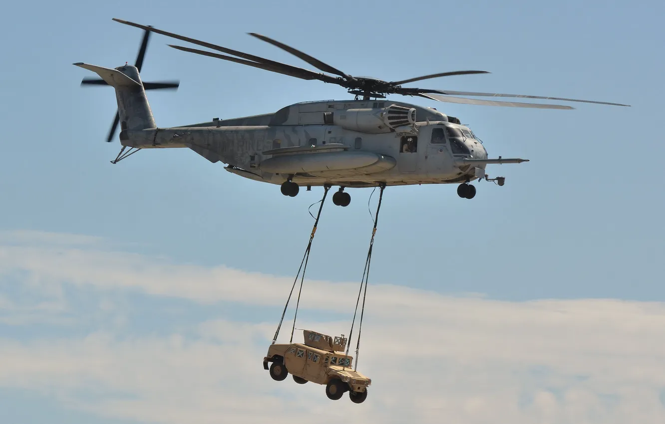 Photo wallpaper helicopter, military, Sikorsky, transport, heavy, shipping, Super Stallion, CH-53E