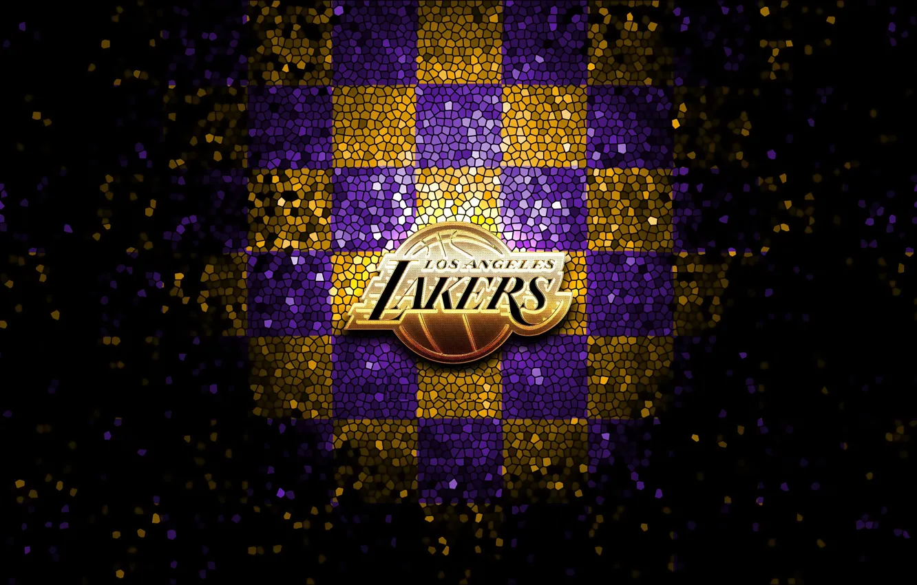Photo wallpaper wallpaper, sport, logo, basketball, NBA, Los Angeles Lakers, glitter, checkered