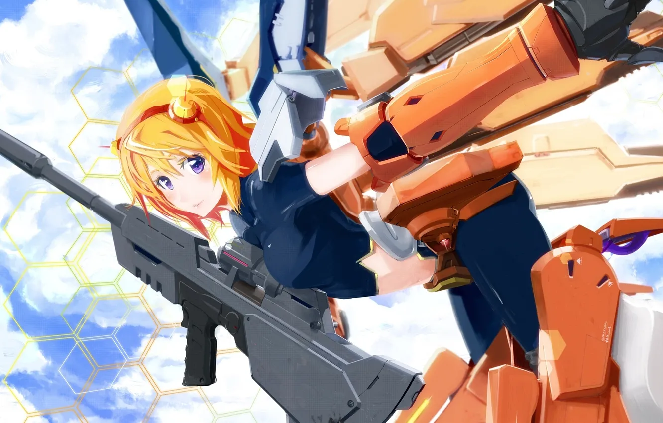 Photo wallpaper girl, weapons, robot, anime, art, Infinite Sky, Charles Dunois, Infinite Stratos