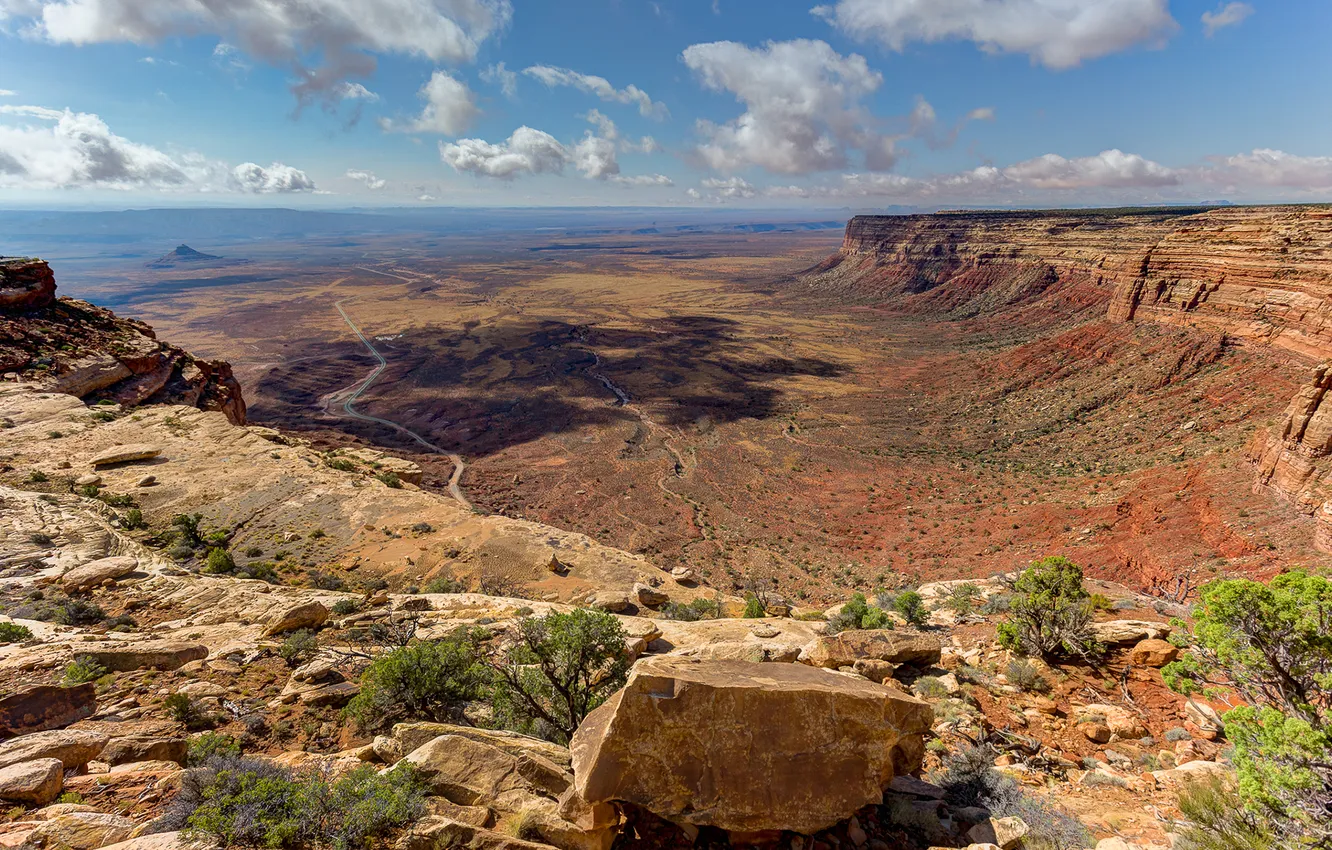 Photo wallpaper USA, rock, cloud, mountain, Utah, goosenecks