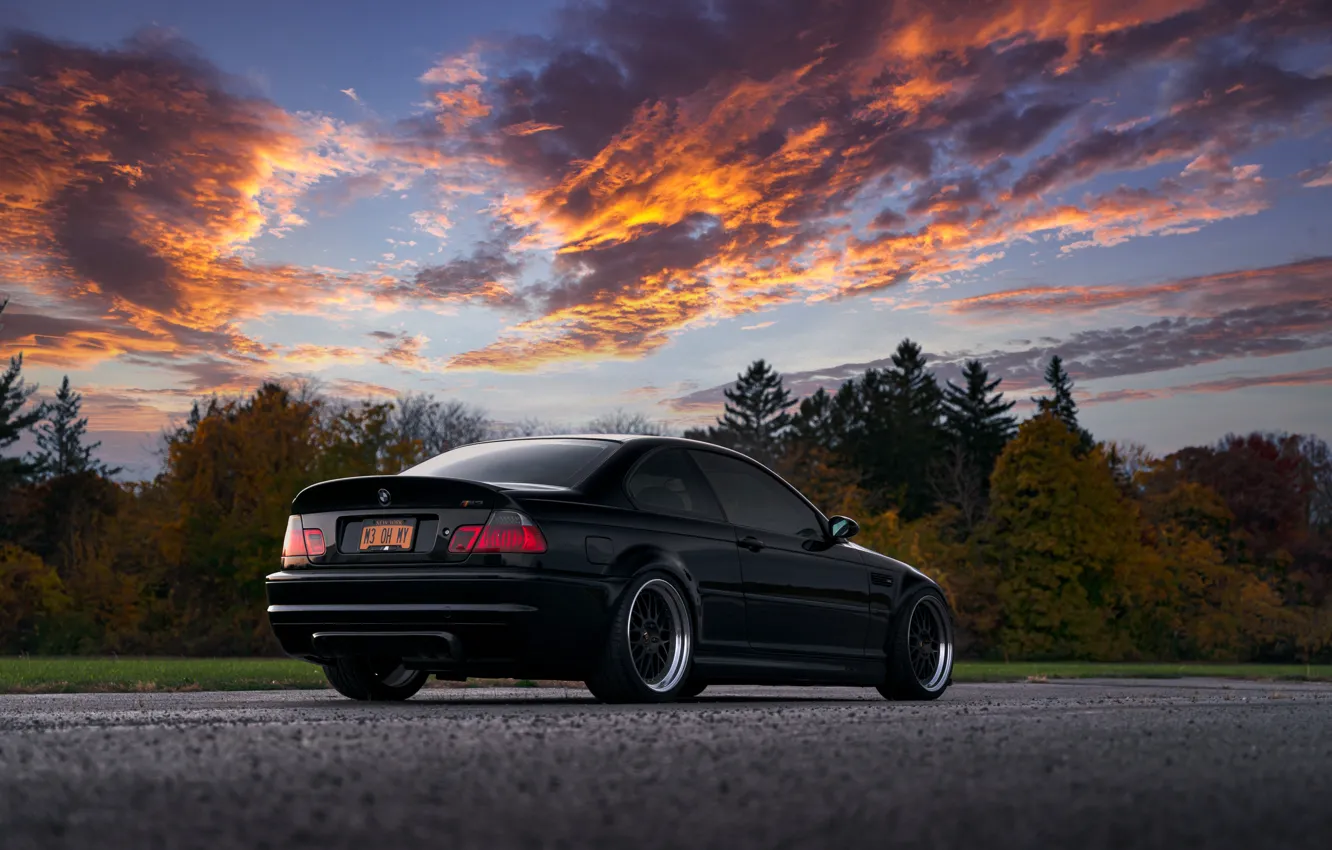 Photo wallpaper Black, E46, Rear view, M3