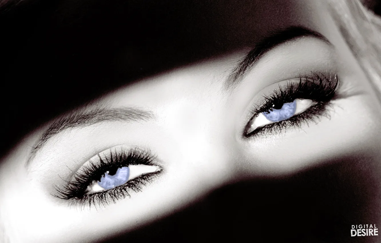 Photo wallpaper eyes, contrast, black and white