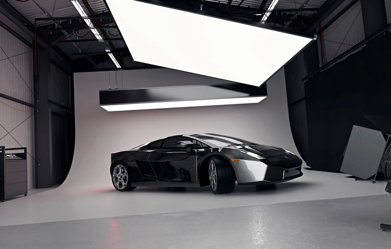 Photo wallpaper grey, metallic, Lambo