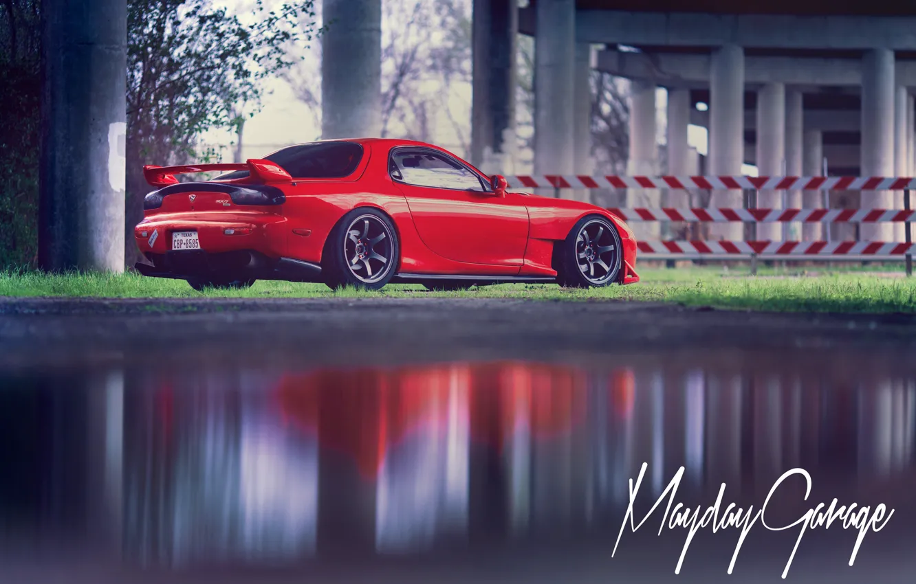 Photo wallpaper red, Mazda, rear, RX-7