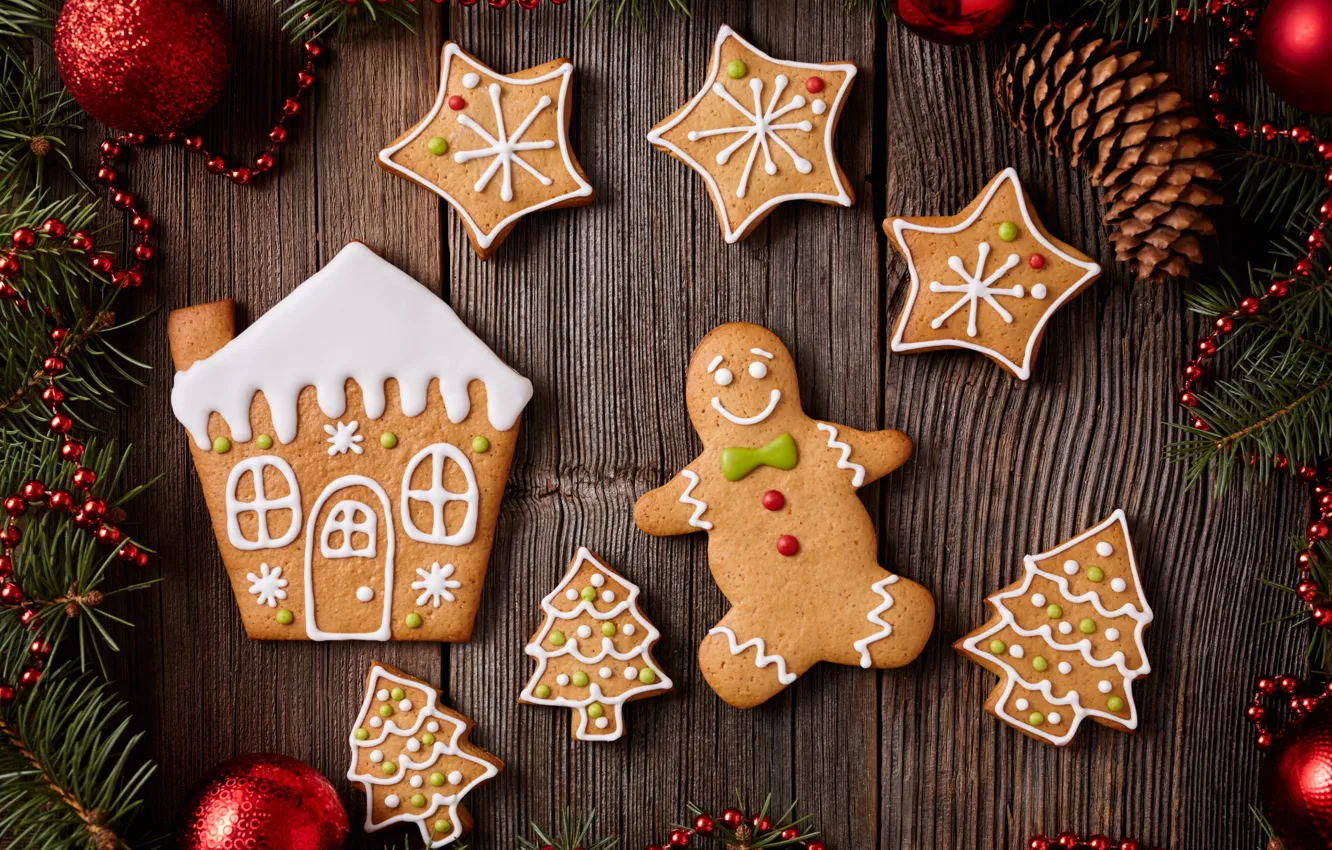 Photo wallpaper new year, cookies, Christmas, Christmas, cakes, sweet, Xmas, glaze