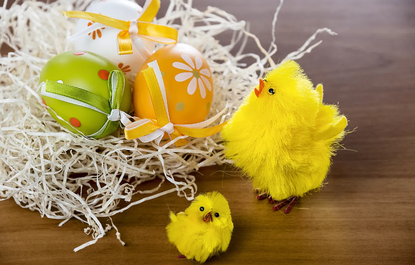 Photo wallpaper chickens, eggs, Easter, eggs