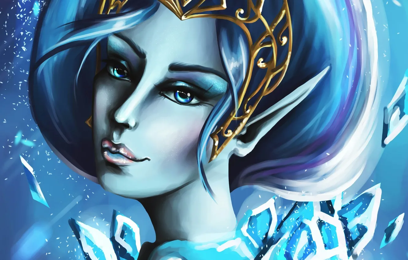 Photo wallpaper cold, ice, girl, hair, crown, art