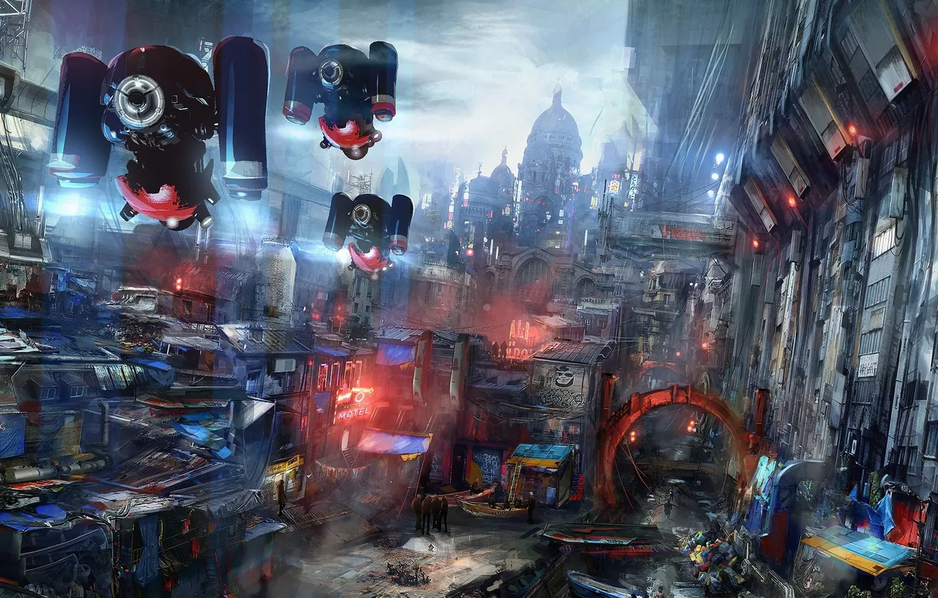 Photo wallpaper night, the city, future, fiction, art