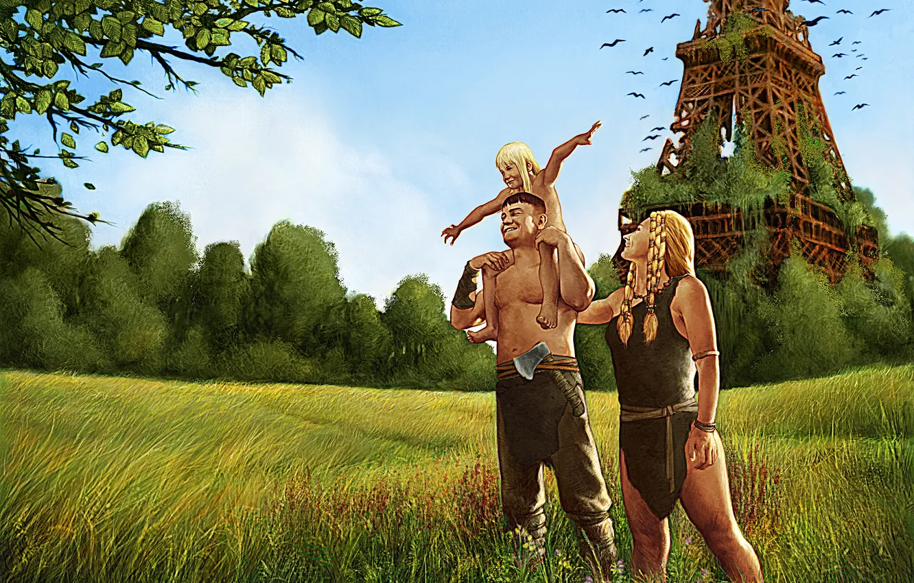 Photo wallpaper Paris, people, tower, pustosh, future