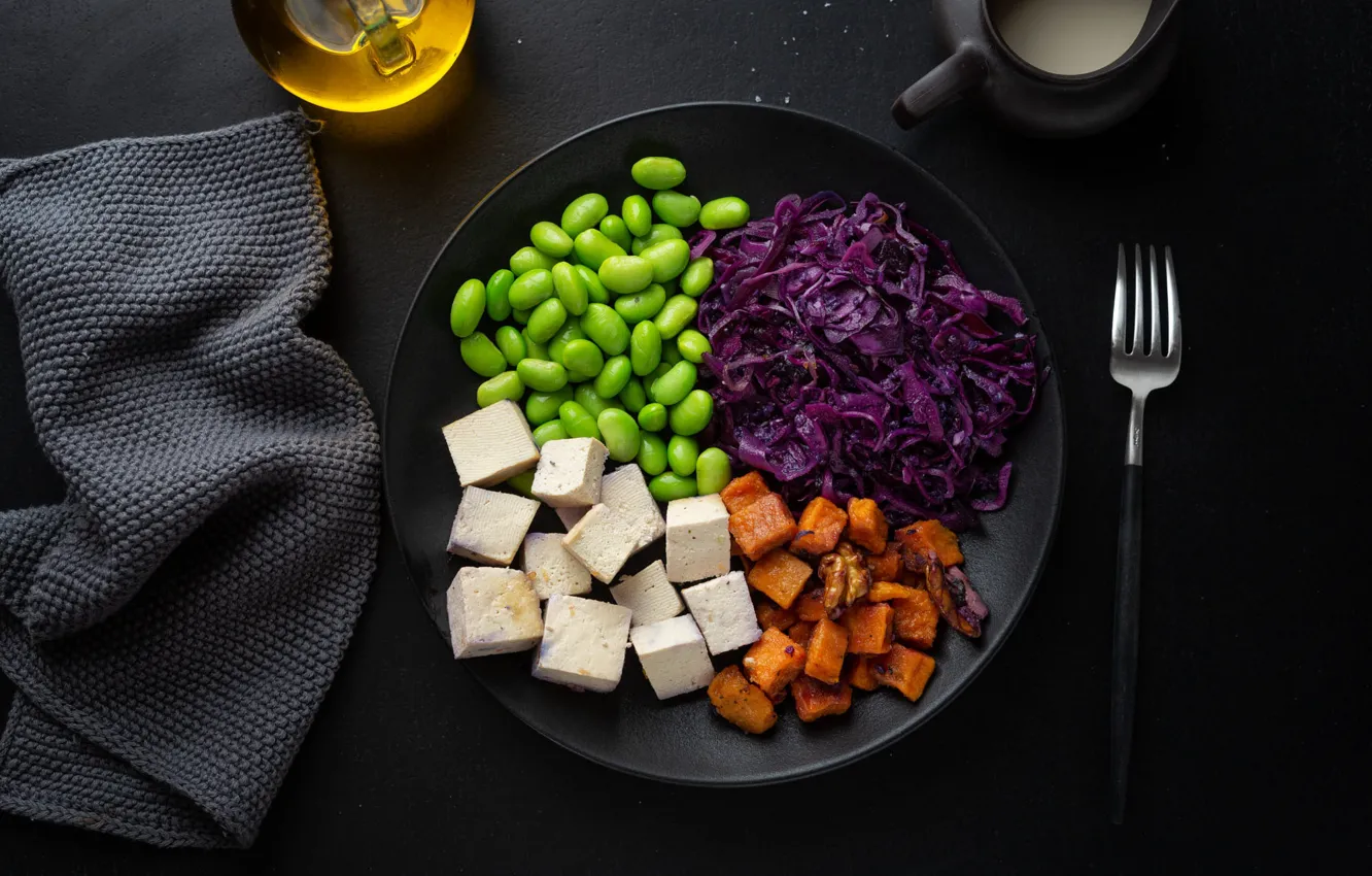 Photo wallpaper cheese, vegetables, cabbage, beans