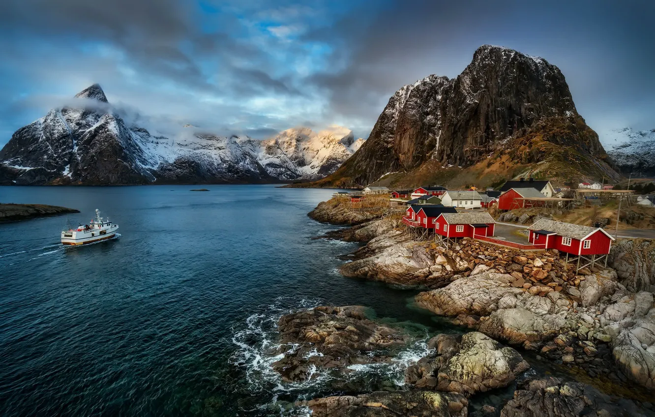 Photo wallpaper Norway, Nordland, Vestpollen, Icy Fjord