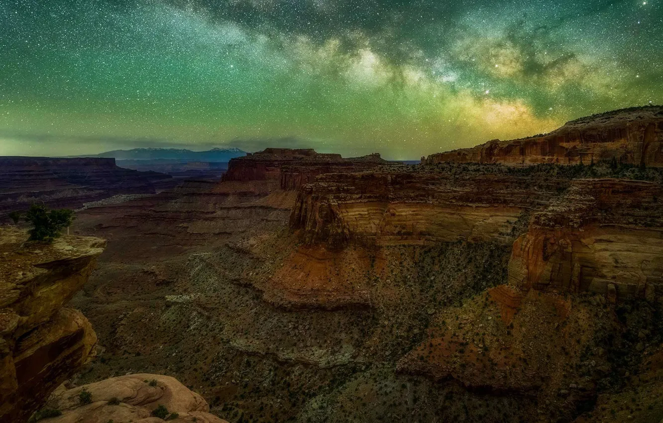 Photo wallpaper stars, canyon, Utah, USA, The Milky Way, Canyonlands national Park