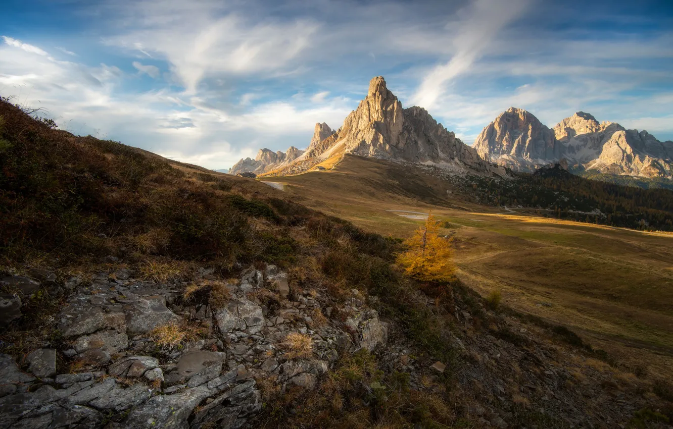 Photo wallpaper mountains, Italy, The Dolomites, Passo Giau