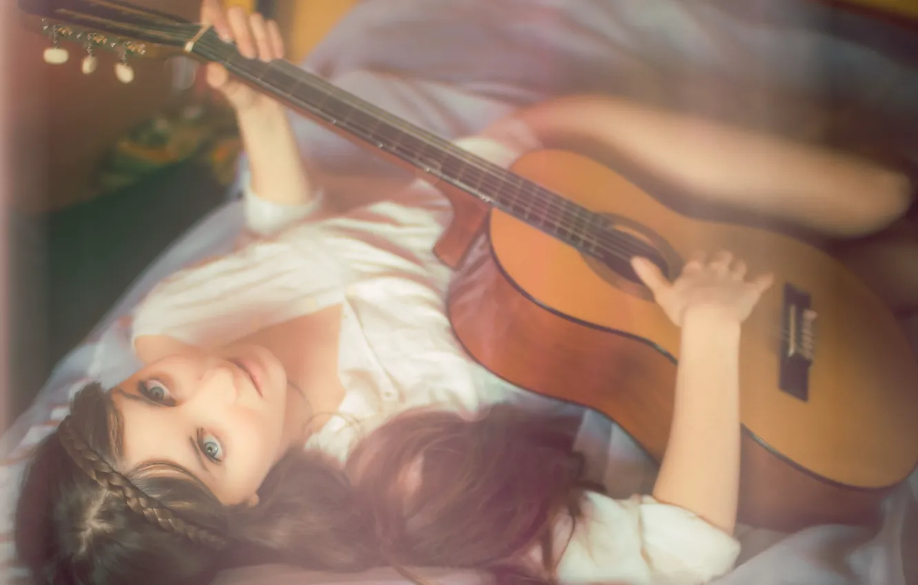 Photo wallpaper girl, music, guitar