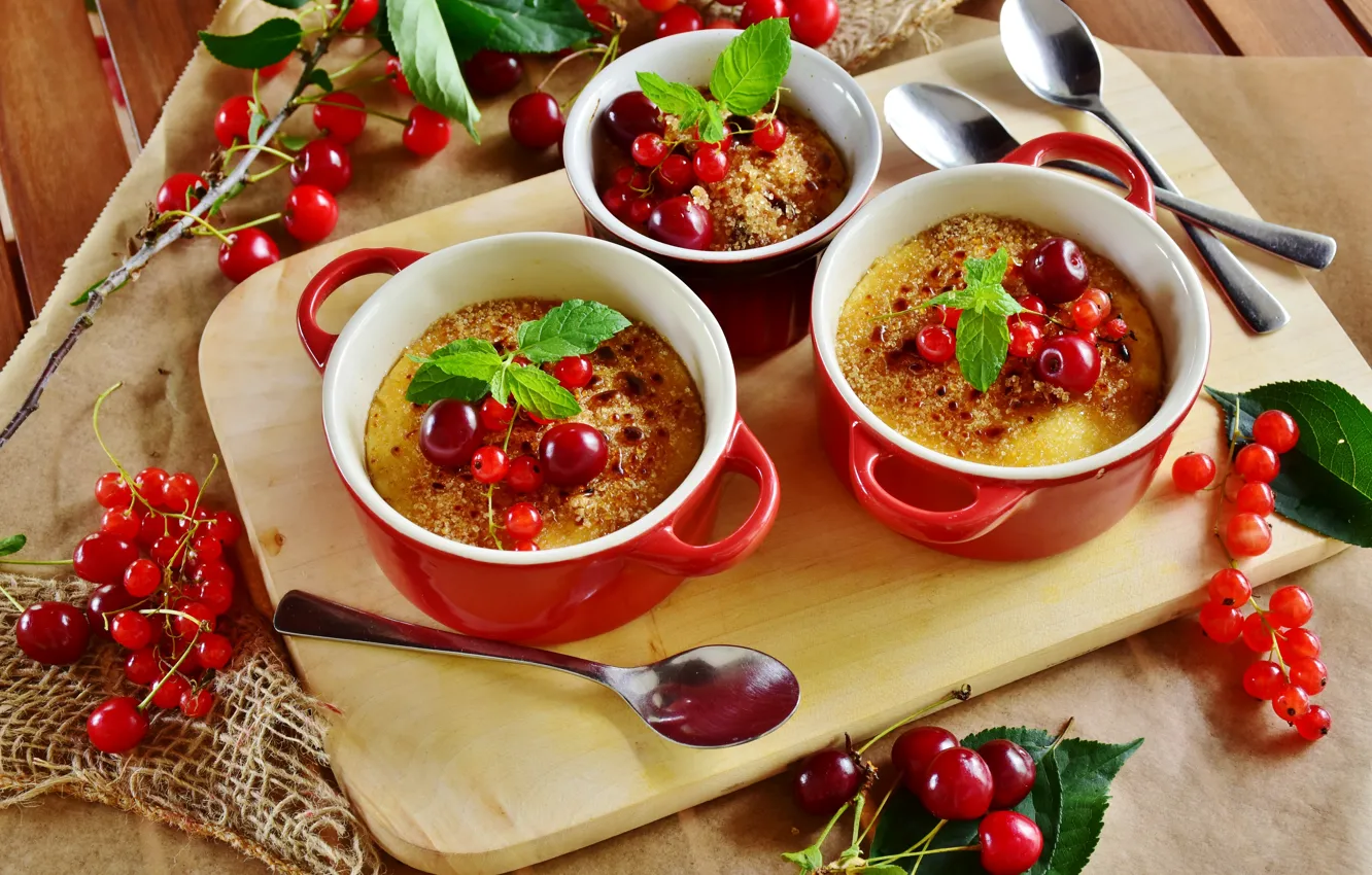 Photo wallpaper berries, food, dessert, currants, cherry