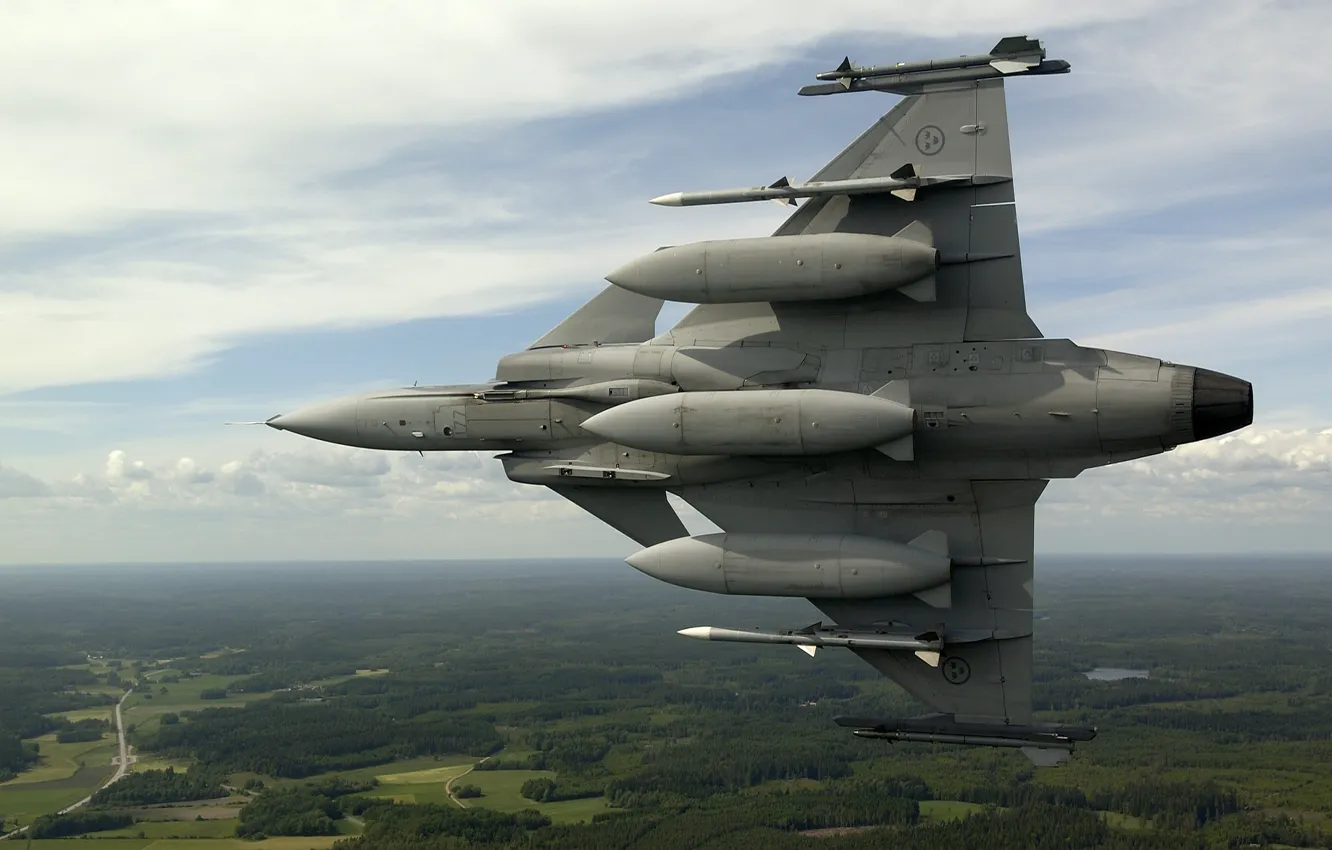 Photo wallpaper Gripen, JAS 39, You CAN, Swedish air force, Gripen JAS 39, PTB, AIM-120 AMRAAM, AIM-9 …