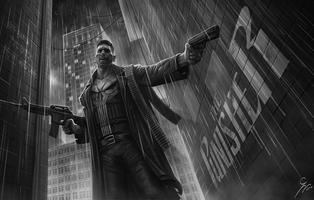 Photo wallpaper Figure, Art, Punisher, Marvel, Castle, Castle, Marvel Comics, Comics