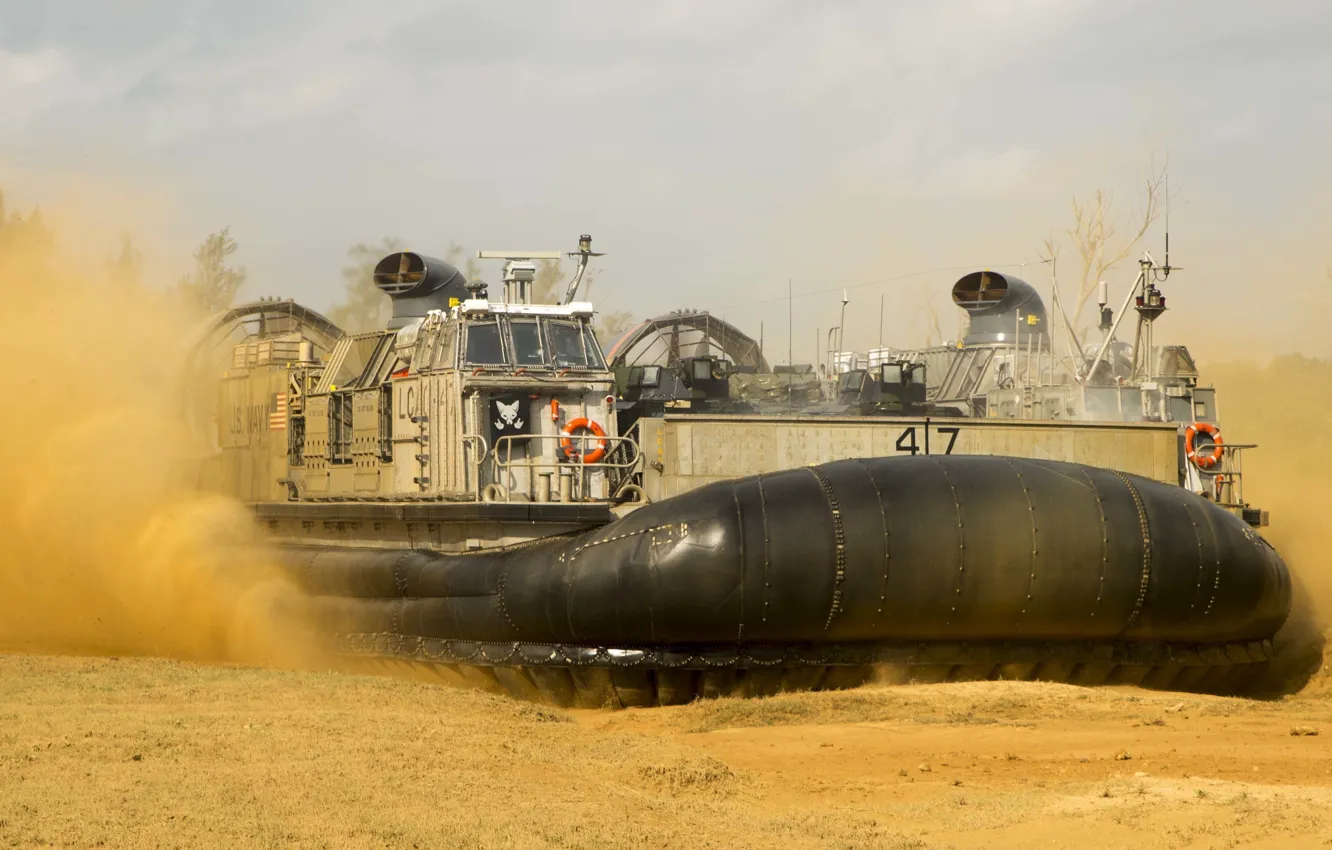 Photo wallpaper shore, ship, pillow, air, hovercraft