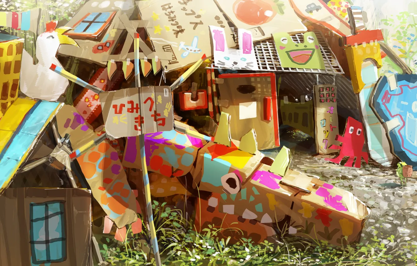 Photo wallpaper frog, home, backpack