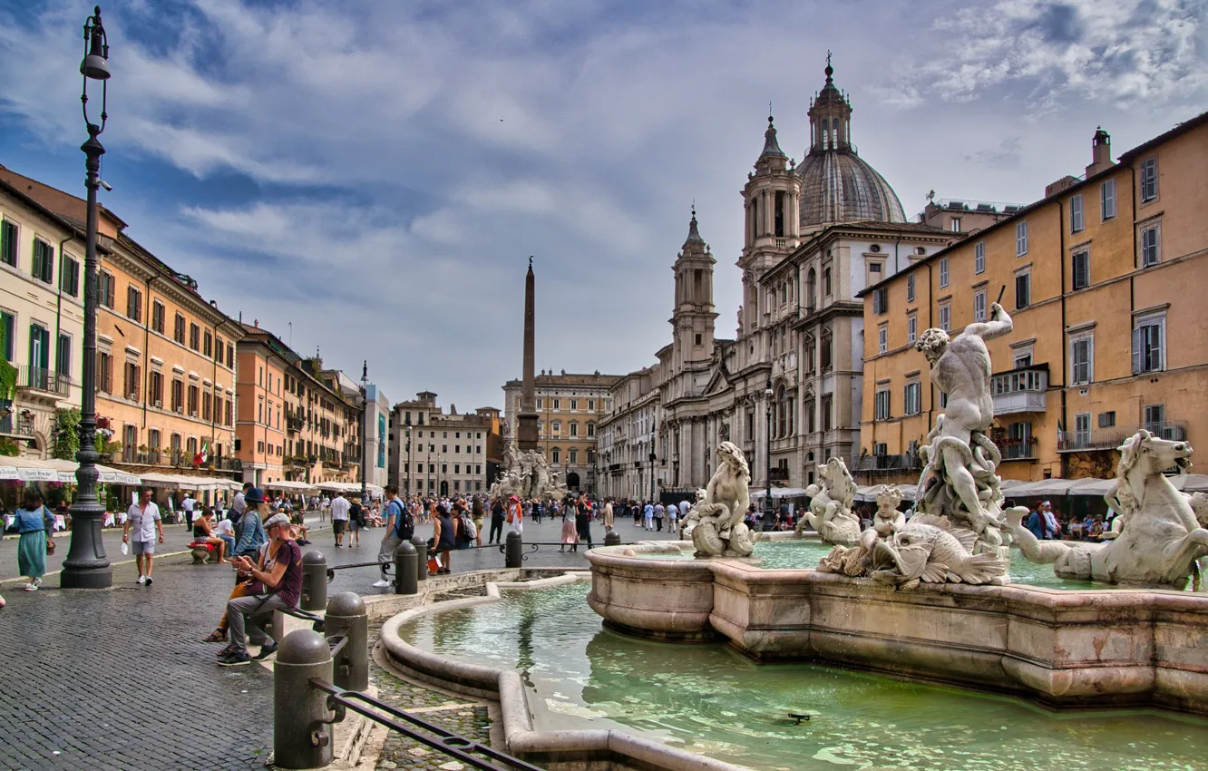 Photo wallpaper Rome, Italy, The Fountain Of The Moor, Piazza Navona