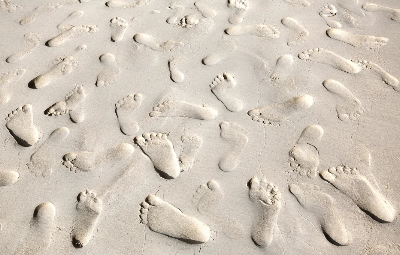 Photo wallpaper sand, beach, traces, beach, sand, footprints