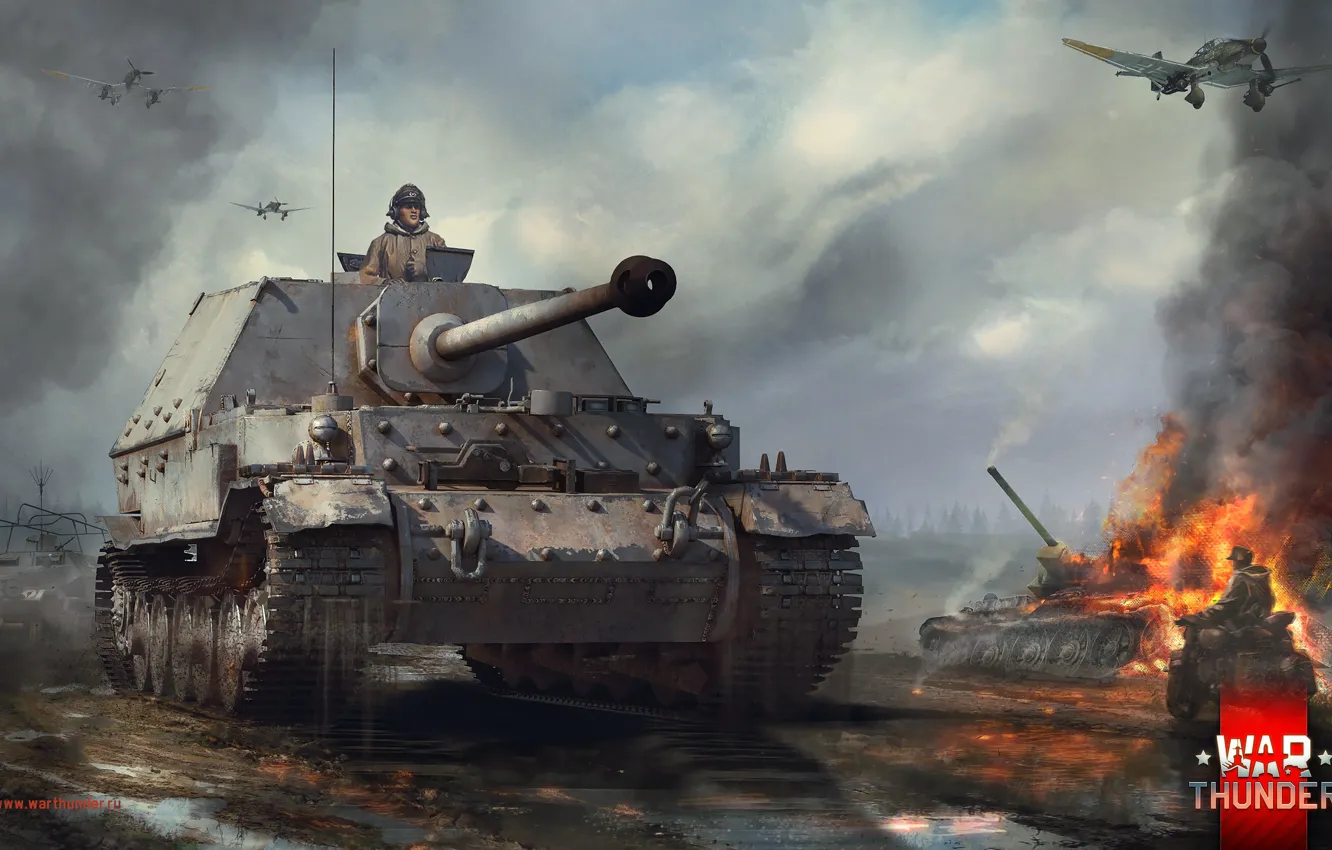 Photo wallpaper motorcycle, thing, SAU, dim, Ferdinand, Ferdinand, War Thunder