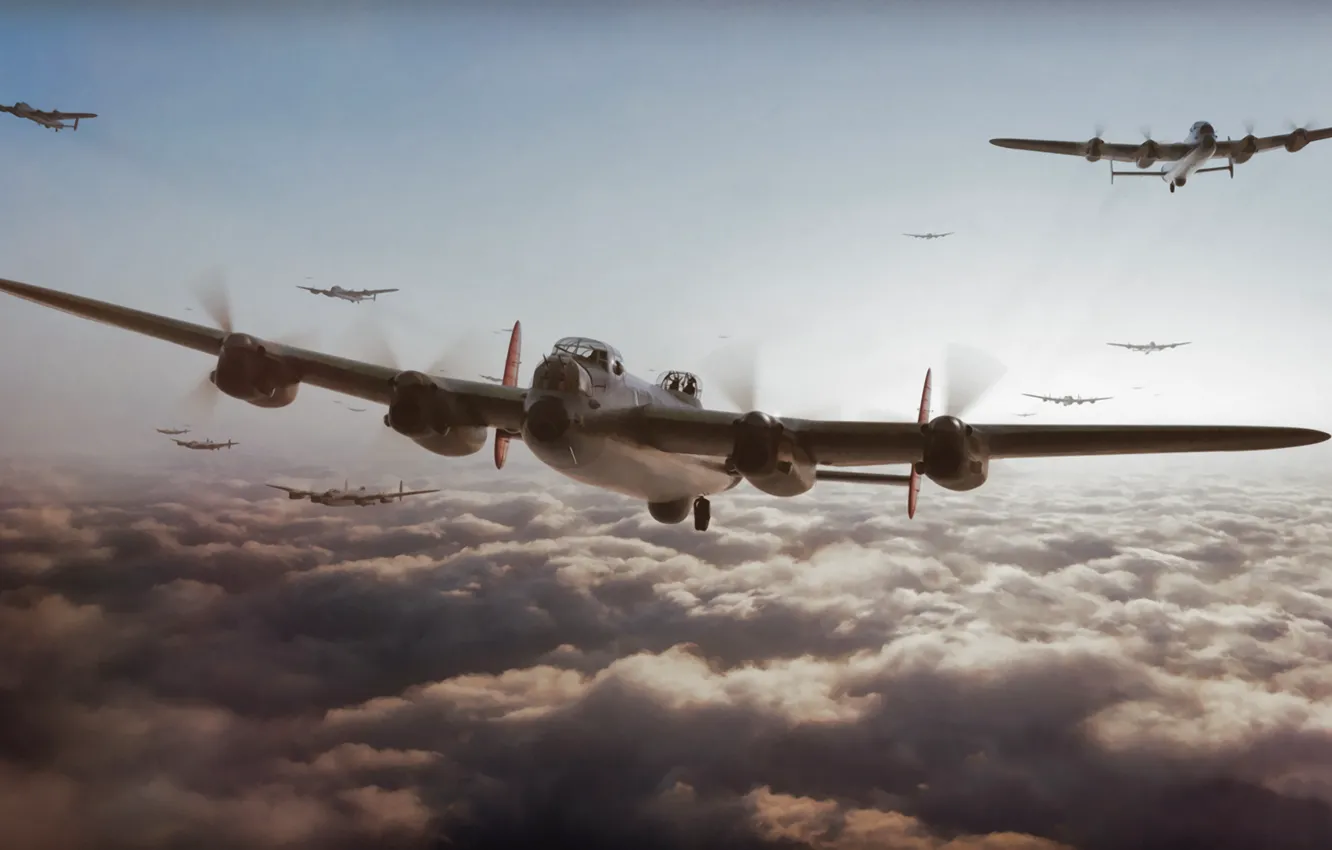 Photo wallpaper war, art, painting, aviation, ww2, Avro Lancaster
