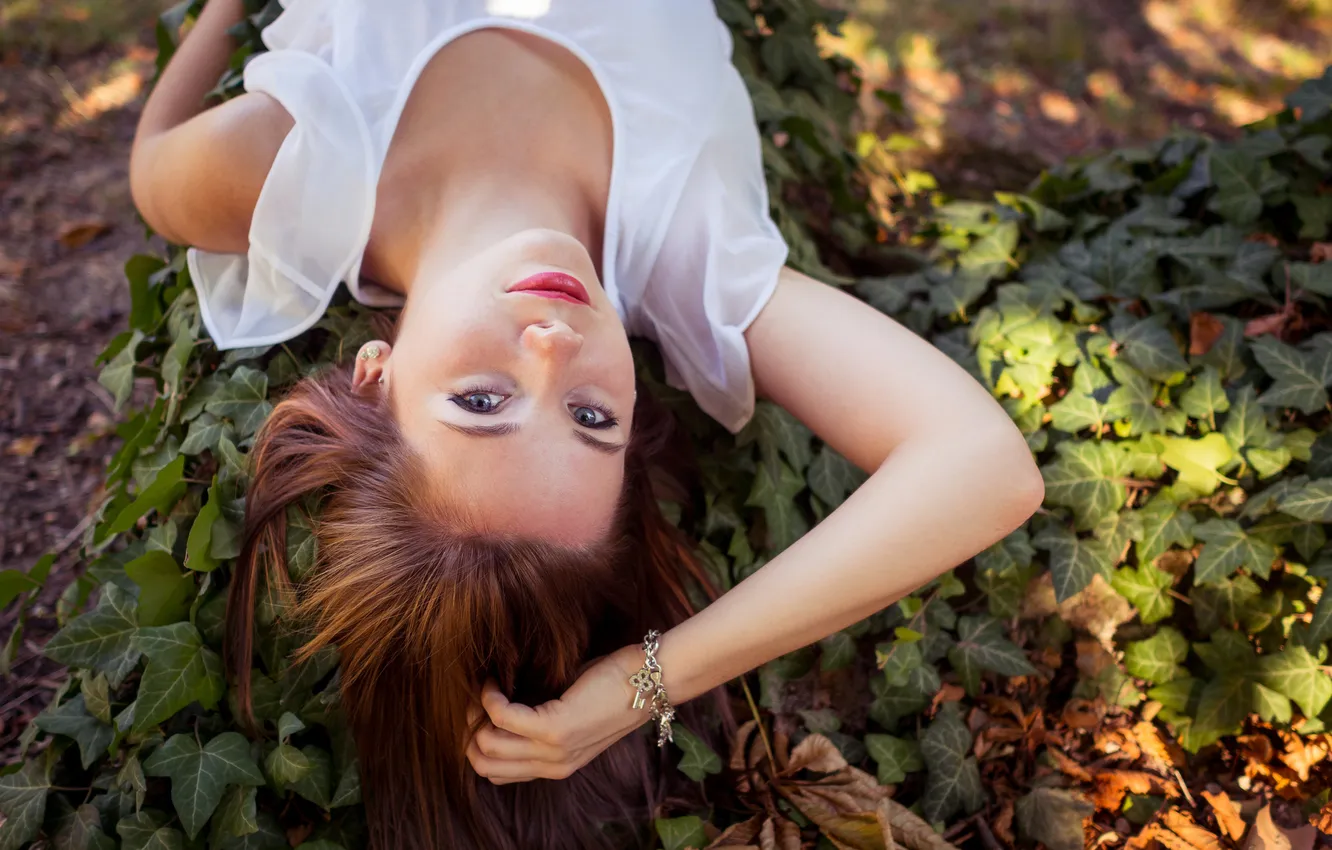 Photo wallpaper girl, pose, lies, bracelet