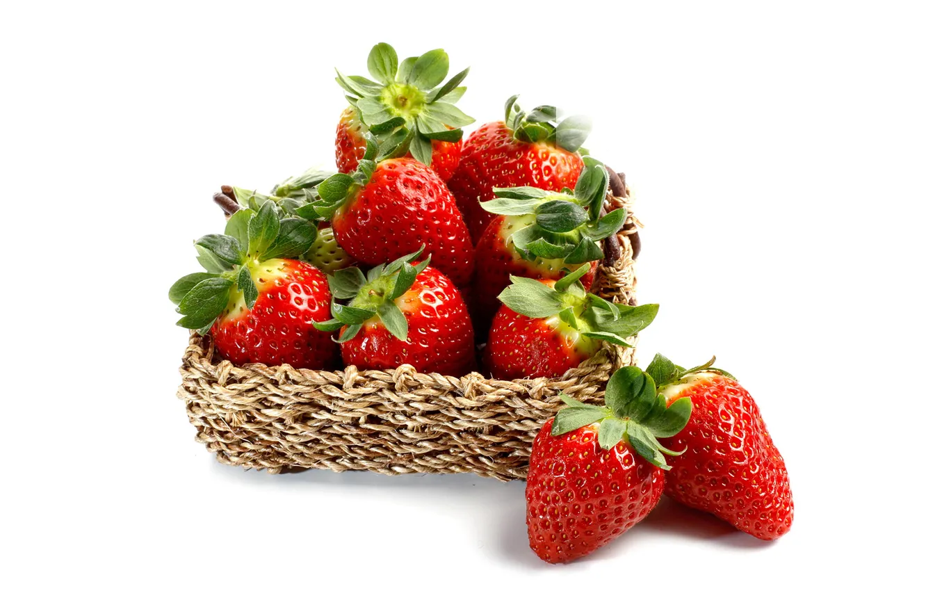 Photo wallpaper berries, strawberry, basket, strawberry, fresh berries