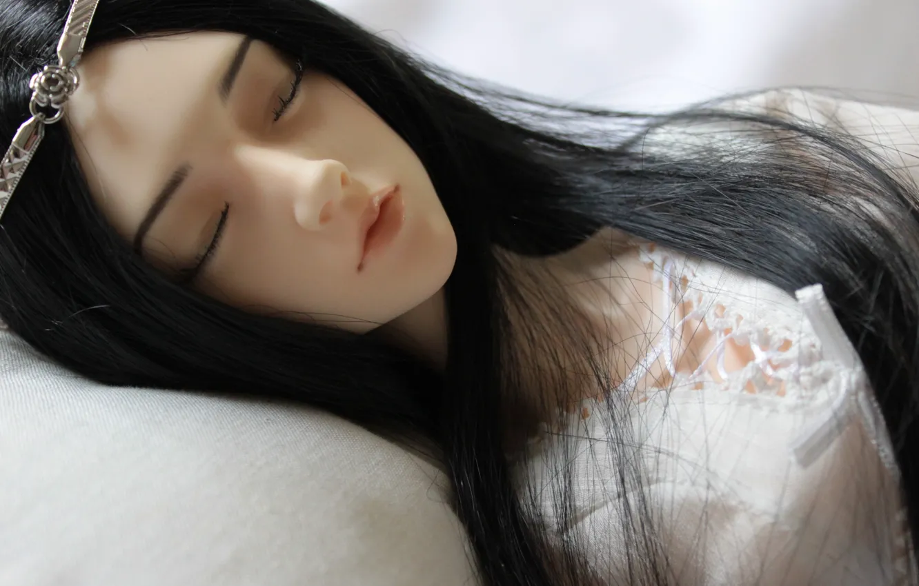 Photo wallpaper girl, doll, crown, sleeping, BJD