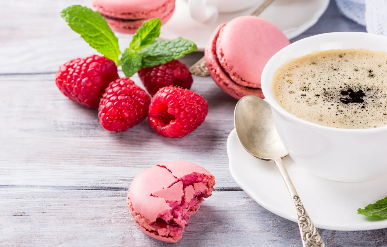 Photo wallpaper coffee, Cup, macaron, Iryna Melnyk