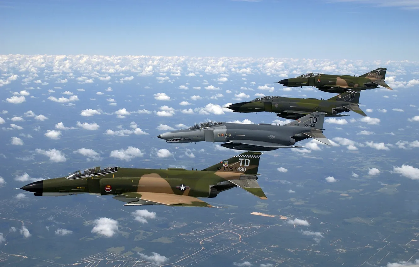 Photo wallpaper fighter, Phantom 2, US Air Force, McDonnell Douglas F-4 Phantom II, F 4, fighter-bomber
