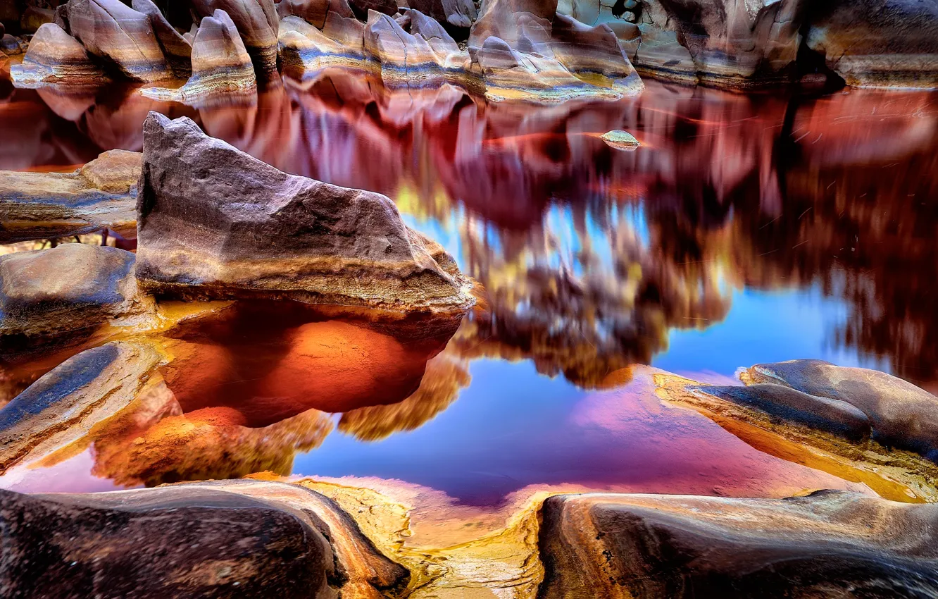 Photo wallpaper stones, Spain, Andalusia, Rio Tinto, Red River