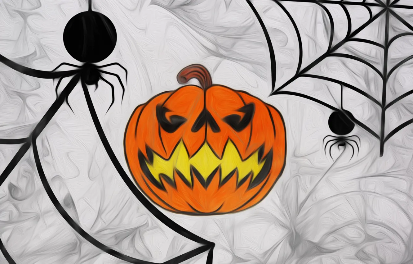 Photo wallpaper figure, web, Halloween, pumpkin, Halloween