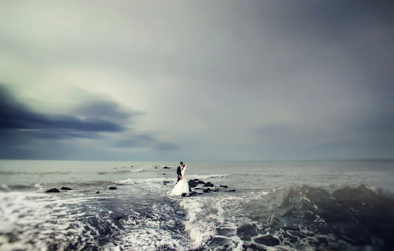 Photo wallpaper sea, mood, wedding