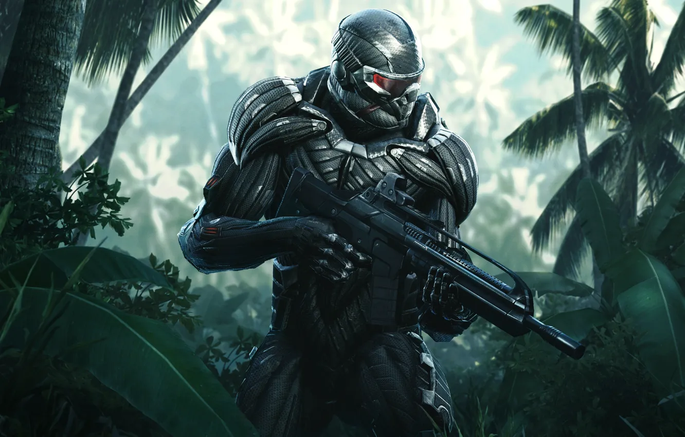 Photo wallpaper Soldiers, Weapons, Jungle, Electronic Arts, Remastered, Nanosuit, Crysis: Remastered