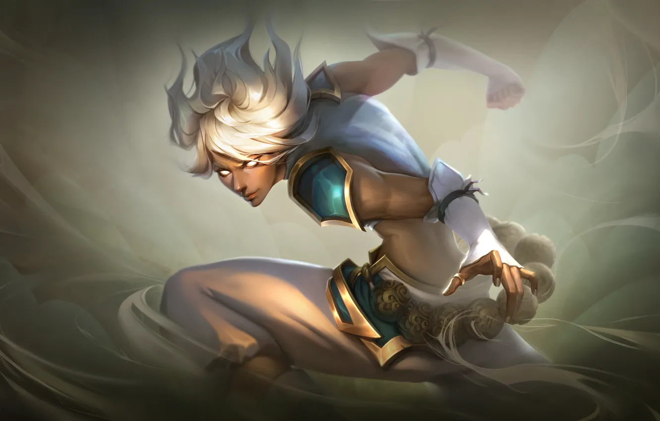 Photo wallpaper girl, magic, smoke, fantasy, Sofie, Dzikawa, fighting stance