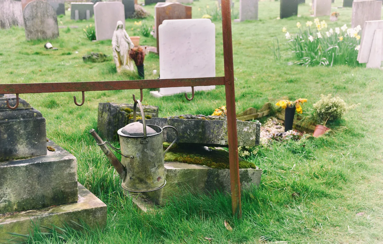 Photo wallpaper graves, kettle, cemetery