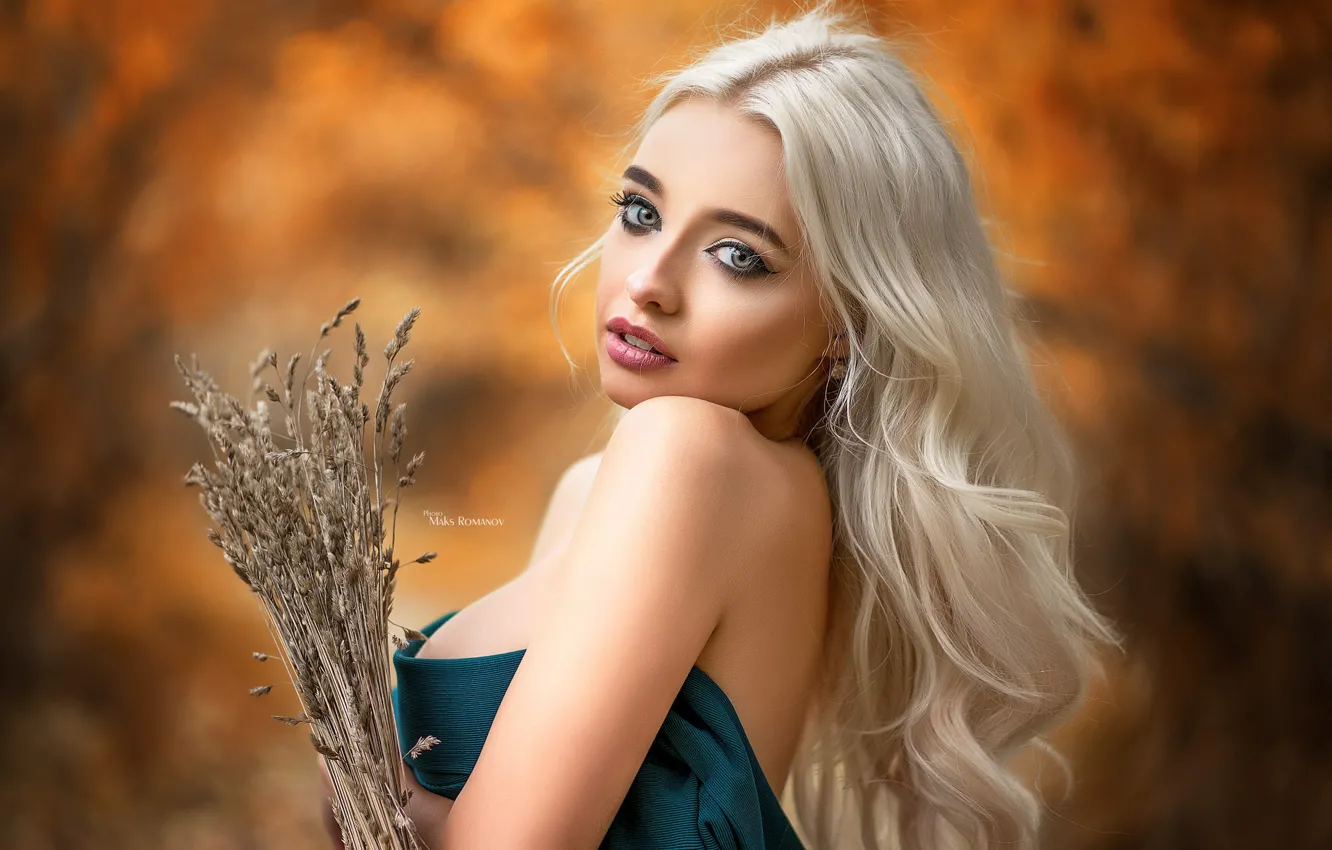 Photo wallpaper girl, cleavage, long hair, dress, breast, photo, photographer, blue eyes