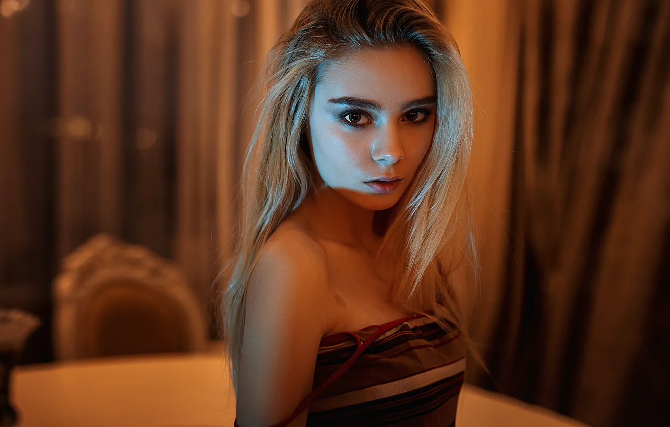 Photo wallpaper look, girl, model, shoulders, Vlad Popov, Maria Vysokopolnogo